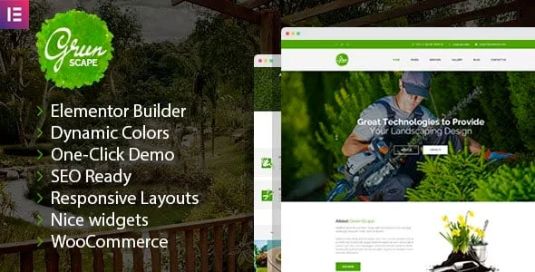 Greenscape - Lawn Mowing & Garden Landscaping WordPress Theme — homepage layout