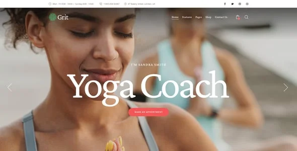 Grit - Life Coach & Health Coaching WordPress Theme — interior page design