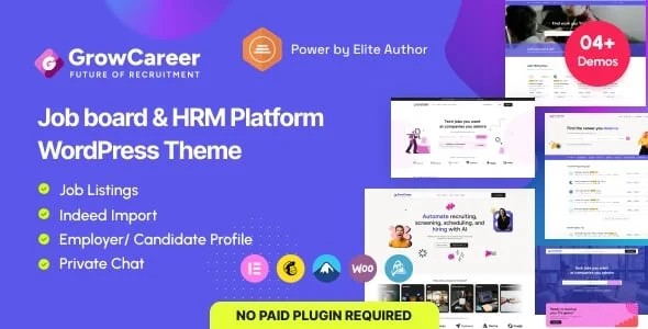 GrowCareer - Job Board & Recruitment Management WordPress Theme — homepage layout