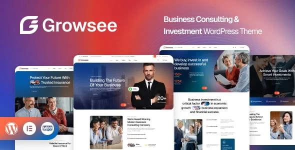 Growsee - Business Consulting & Investment WordPress Theme — homepage layout