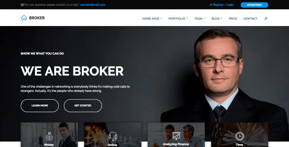 GrowUp Business & Financial WordPress Theme — design detail view