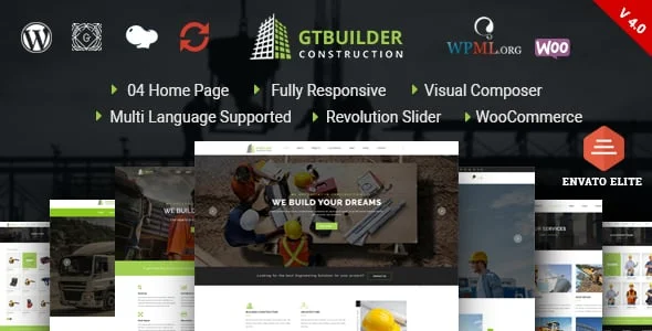 GTBuilder - Construction & Building WordPress Theme — homepage layout