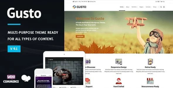 Gusto - Vanguard WordPress Theme — homepage layout