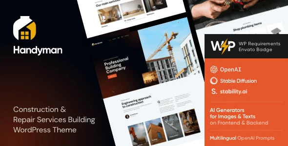 Handyman | Fixing and Repair Services Building WordPress Theme — homepage layout