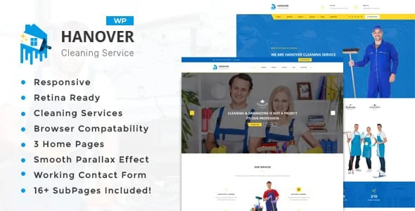 Hanover: Cleaning Business Company WordPress Theme — homepage layout
