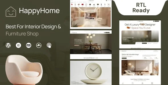 Happyhome - Interior Design WordPress Theme — homepage layout