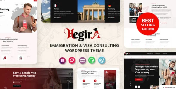 Hegira - Immigration & Visa Consulting WordPress Theme — homepage layout
