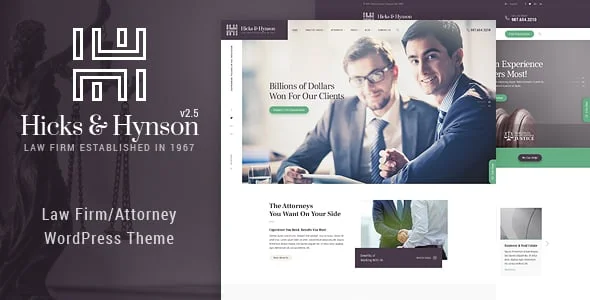 Hicks & Hynson - Law Firm/Attorney  WordPress Theme — homepage layout