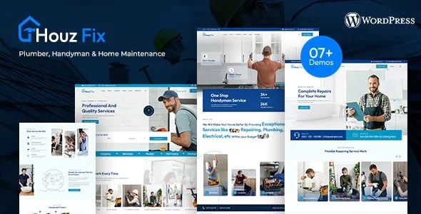 HouzFix - Plumber, Handyman Services WordPress Theme — homepage layout