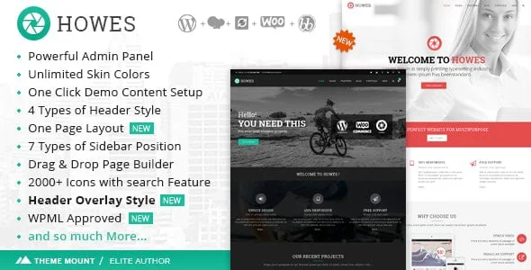 Howes | Responsive Multi-Purpose WordPress Theme — homepage layout