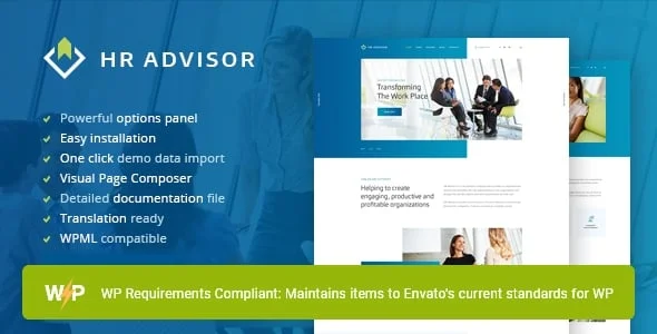 HR Advisor | Human Resources & Recruiting WordPress Theme — homepage layout