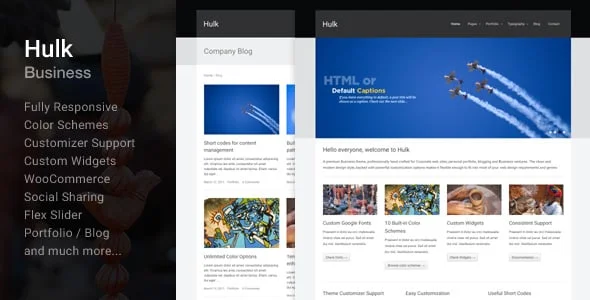 Hulk Business/Portfolio Wordpress Theme — homepage layout