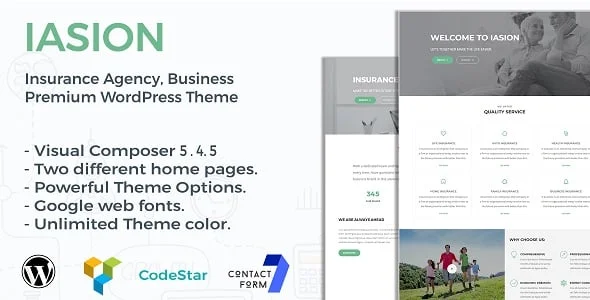 Iasion | Insurance Agency WordPress Theme — homepage layout