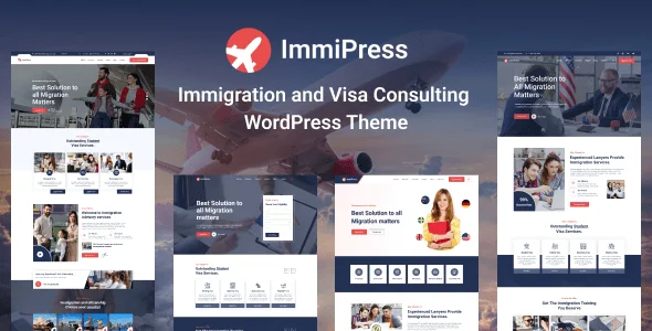 ImmiPress - Immigration and Visa Consulting WordPress Theme — homepage layout