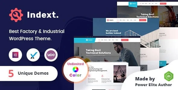 Indext - Industrial Business WordPress Theme + RTL — homepage layout