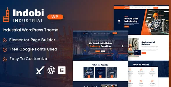Indobi - Industrial WordPress Theme — homepage layout