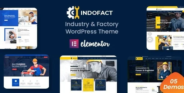 Indofact - Industry and factory WordPress Theme — homepage layout