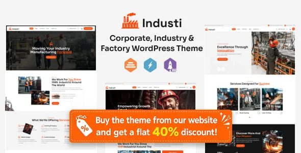 industi - Industry & Factory WordPress Theme — homepage layout