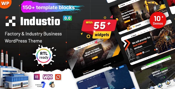 Industio - Industry & Factory WordPress Theme — homepage layout