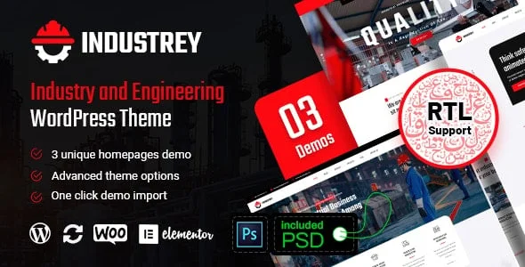 Industrey - Industry & Engineer WordPress Theme + RTL — homepage layout