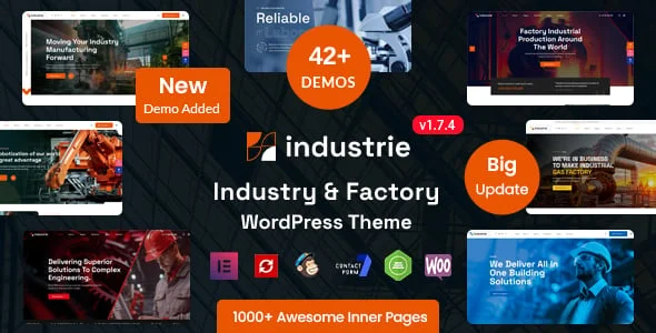 Industrie - Factory & Industry WordPress Theme — homepage layout