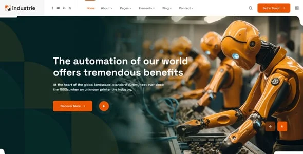 Industrie - Factory & Industry WordPress Theme — interior page design