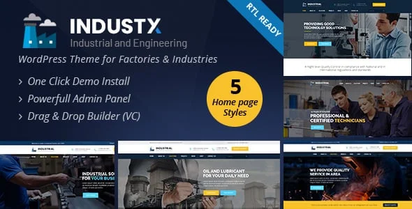 Industx - Industry and Engineering WordPress Theme — homepage layout