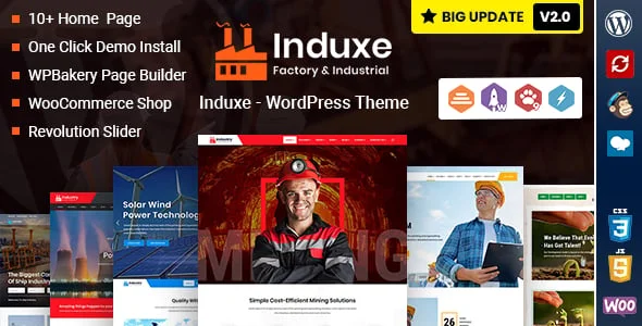 Induxe - Industry & Manufacturing WordPress Theme — homepage layout