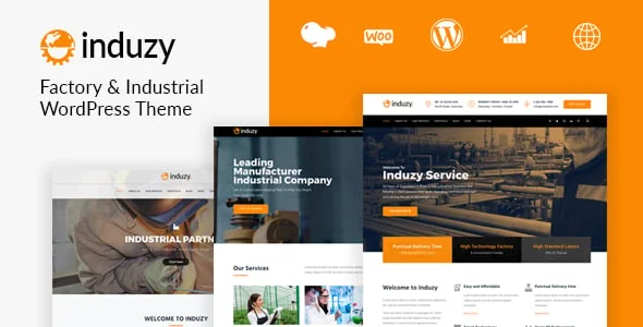 Induzy - Factory & Industrial WordPress Theme — homepage layout