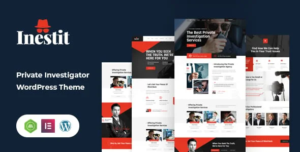 Inestit - Private Investigator WordPress Theme — homepage layout