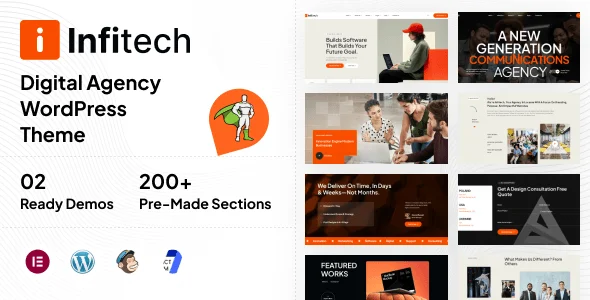 Infitech - Creative Agency & Portfolio WordPress Theme — homepage layout
