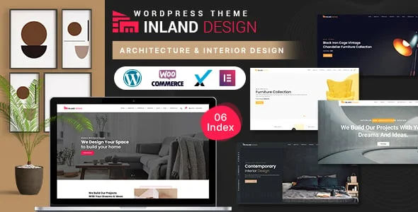 Inland - Architecture & Interior Design WordPress Theme — homepage layout