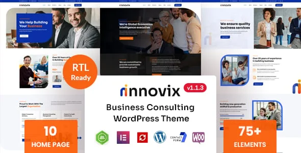 Innovix - Business Consulting WordPress Theme — homepage layout