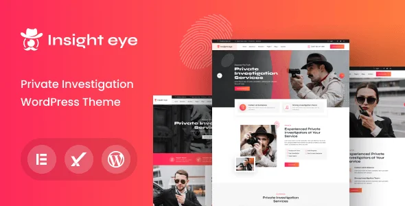 Insighteye - Private Investigator WordPress Theme — homepage layout