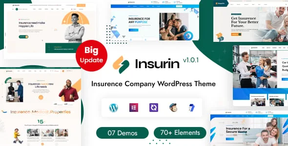Insu - Insurance WordPress Theme — homepage layout