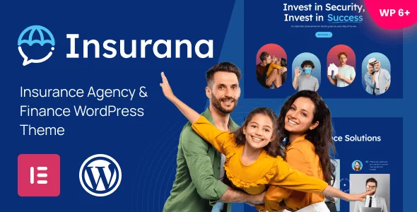Insurana - Insurance Agency & Finance WordPress Theme — homepage layout