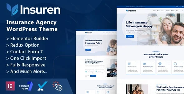 Insuren - Insurance Agency WordPress Theme — homepage layout