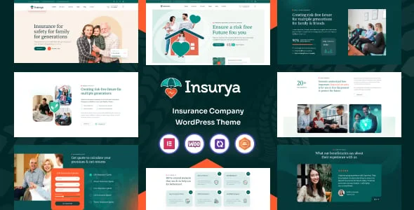 Insurya - Insurance WordPress Theme — homepage layout