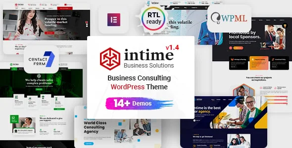 Intime - Business Consulting WordPress Theme — homepage layout