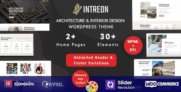 Intreon - Architecture & Interior Design WordPress Theme — homepage layout