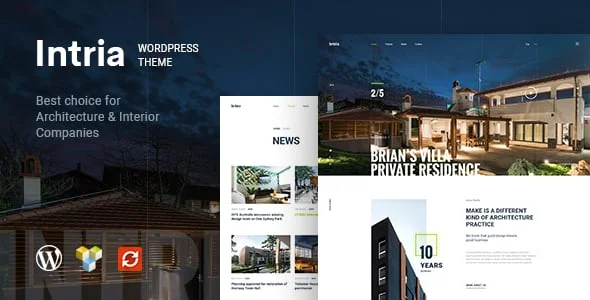 Intria - Architecture and Interior WordPress Theme — homepage layout