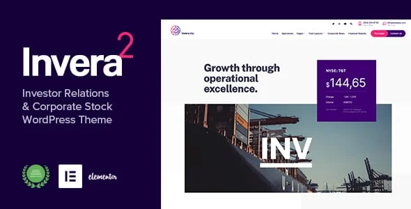 Invera - Investor Relations & Corporate Information WordPress Theme — homepage layout