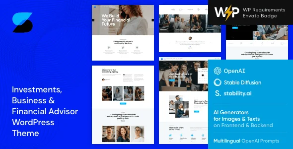 Investment - Business & Financial Advisor WordPress Theme — homepage layout