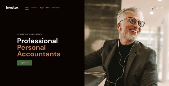Invetex | Consulting & Investment Theme — design detail view