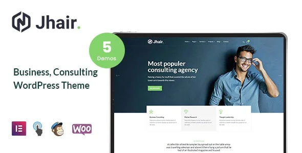 Jhair - Business, Consulting WordPress Theme — homepage layout