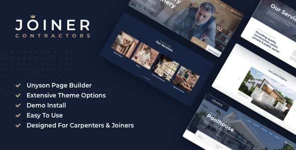Joiner - Carpentry & Joinery WordPress Theme — homepage layout