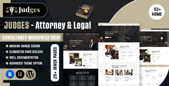 Judges - Attorney & Legal Consultancy WordPress Theme — homepage layout