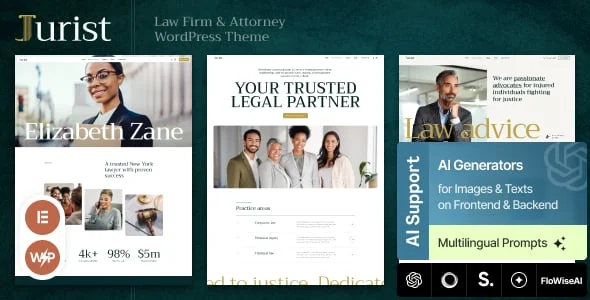 Jurist - Law Firm & Attorney WordPress Theme — homepage layout