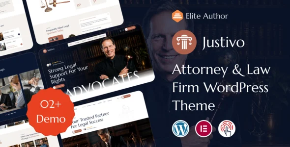 Justivo – Attorney & Law Firm WordPress Theme WordPress theme homepage layout for a advocate business website