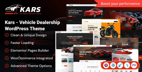Kars - Vehicle Dealership WordPress Theme — homepage layout